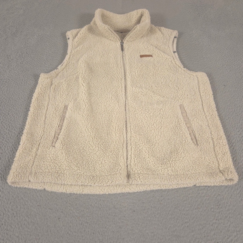 Sage Collective Vest Womens XL Cream Sherpa Fleece Full Zip Plaid Lining Cozy